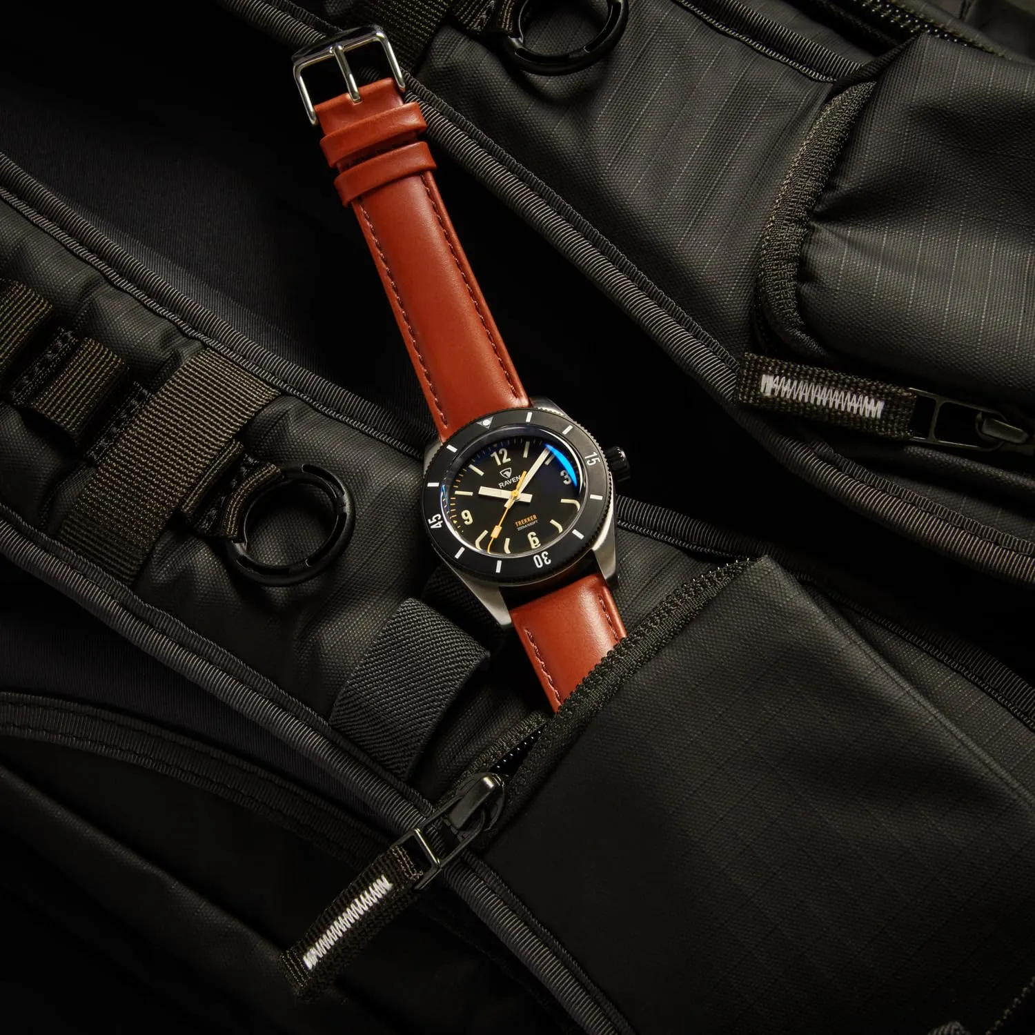 Archer Watch Straps Cinturino in Pelle Pieno Fiore a Sgancio Rapido, Cognac con Cucitura Abbinata, 22mm - immagine 3