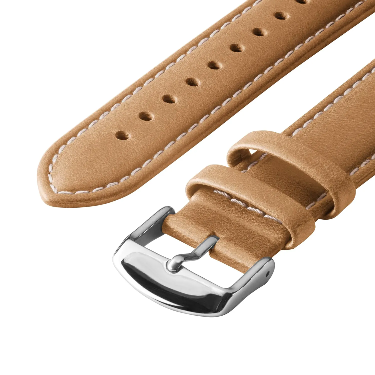 Archer Watch Straps Cinturini in Pelle Pieno Fiore a Sgancio Rapido, Cammello Marrone Chiaro con Cucitura Bianco Naturale, 22mm - immagine 5