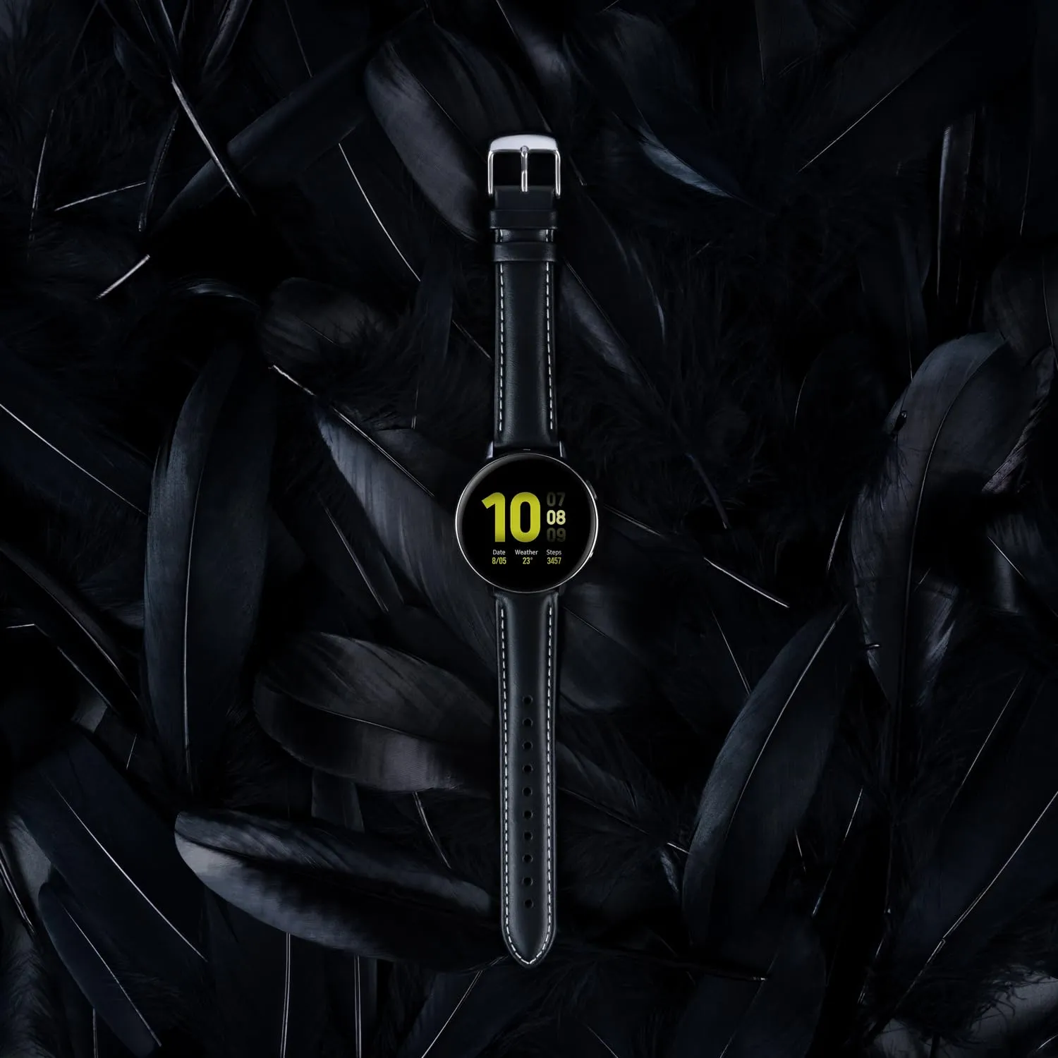 Archer Watch Straps Cinturini in Pelle Pieno Fiore a Sgancio Rapido, Nero/Cucitura Bianco Naturale, 18mm - immagine 2