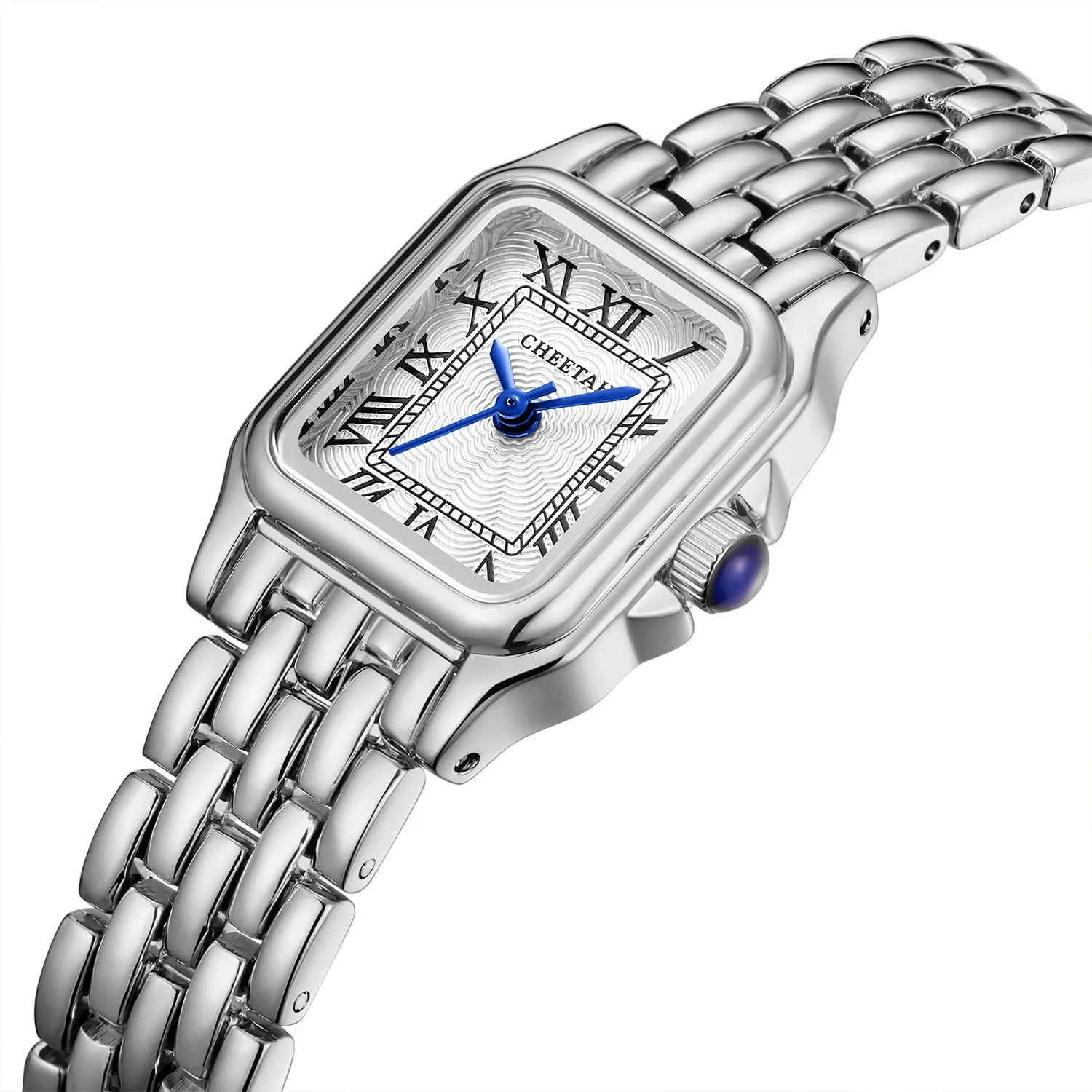 CHEETAH Orologio Donna Analogico al Quarzo Cassa Rettangolare Quadrante Romano Impermeabile - Bianco Argentato - immagine 2