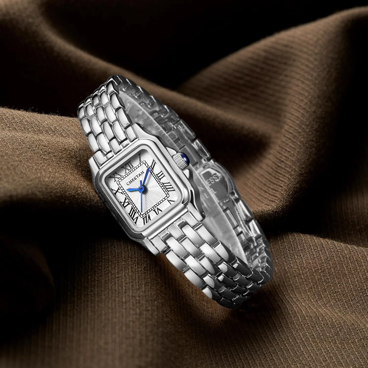 CHEETAH Orologio Donna Analogico al Quarzo Cassa Rettangolare Quadrante Romano Impermeabile - Bianco Argentato - immagine 4