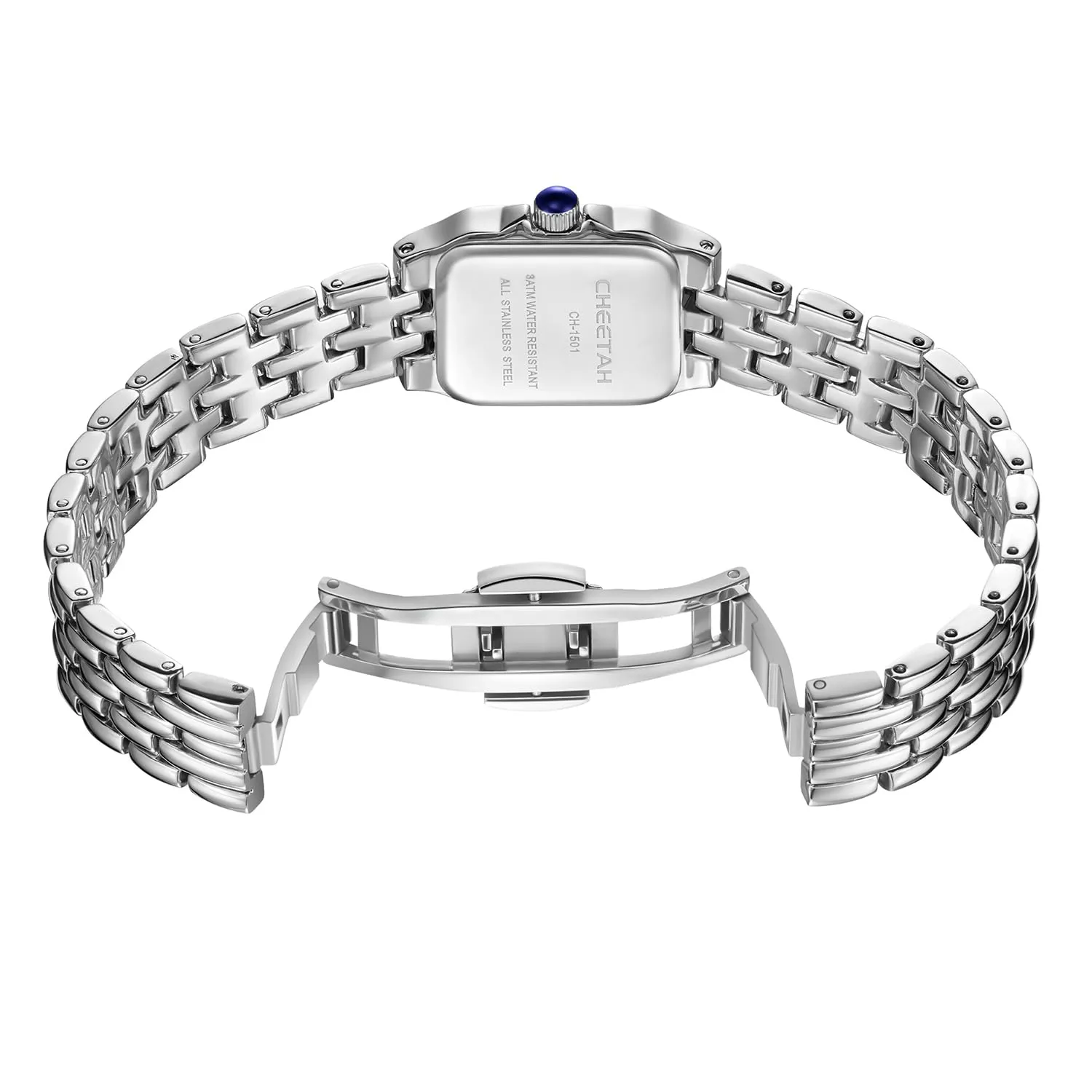 CHEETAH Orologio Donna Analogico al Quarzo Cassa Rettangolare Quadrante Romano Impermeabile - Bianco Argentato - immagine 5