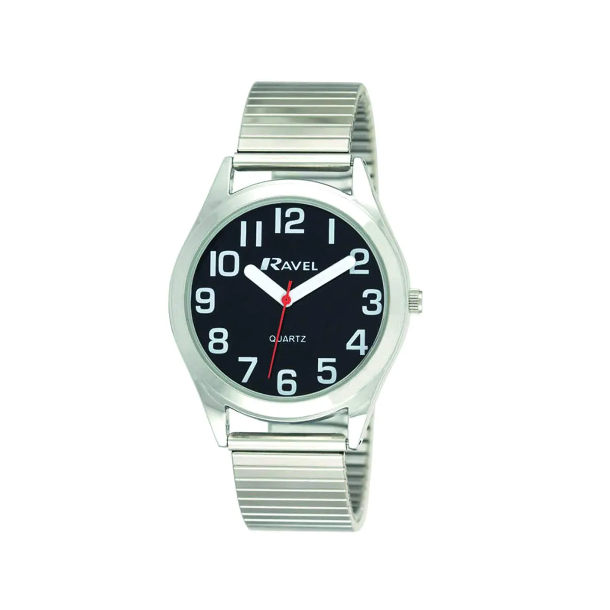 Ravel Unisex Super Audace Watch with Stainless Steel Expander Bracelet - Silver Tone/Black Dial - immagine 1