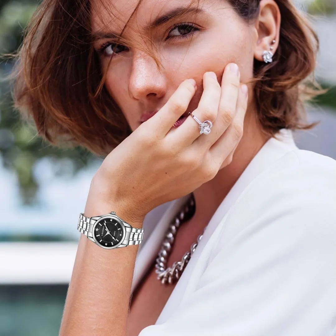 Aswan Watch Orologio al Quarzo Donna in Acciaio con Diamanti e Lancette Luminose, 29,5 mm - immagine 2