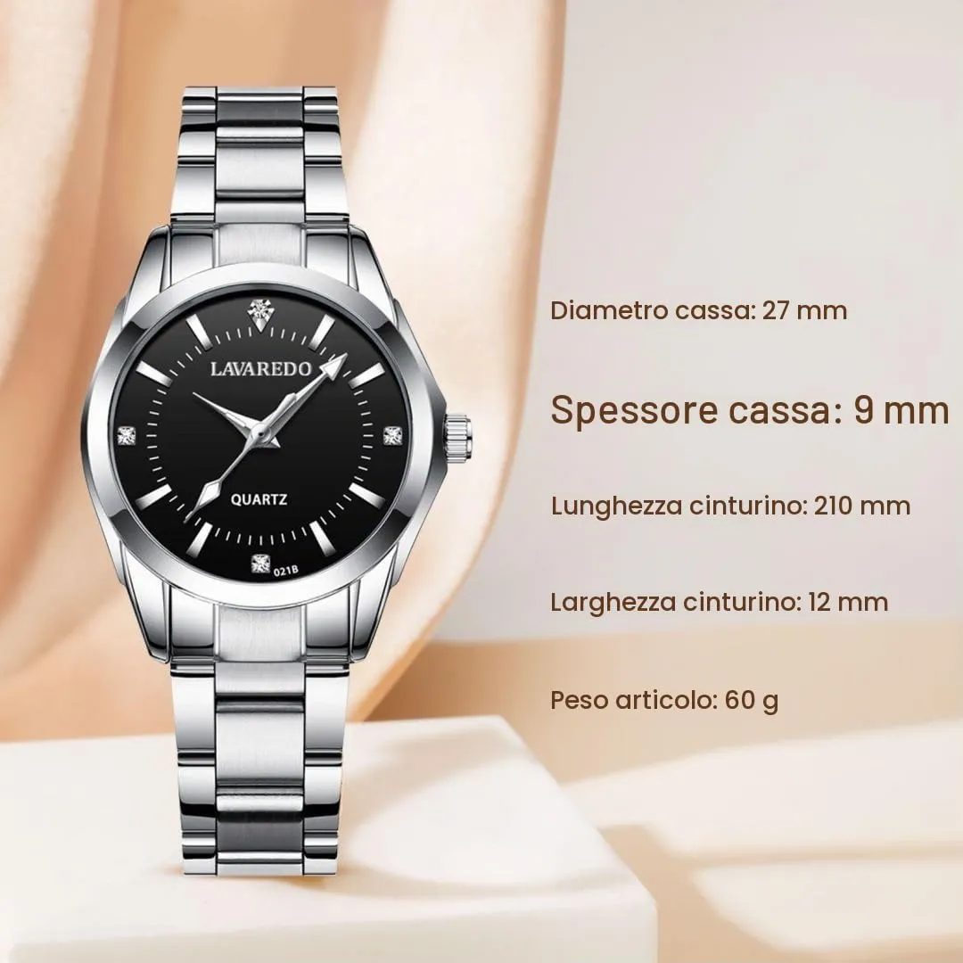 Aswan Watch Orologio al Quarzo Donna in Acciaio con Diamanti e Lancette Luminose, 29,5 mm - immagine 6