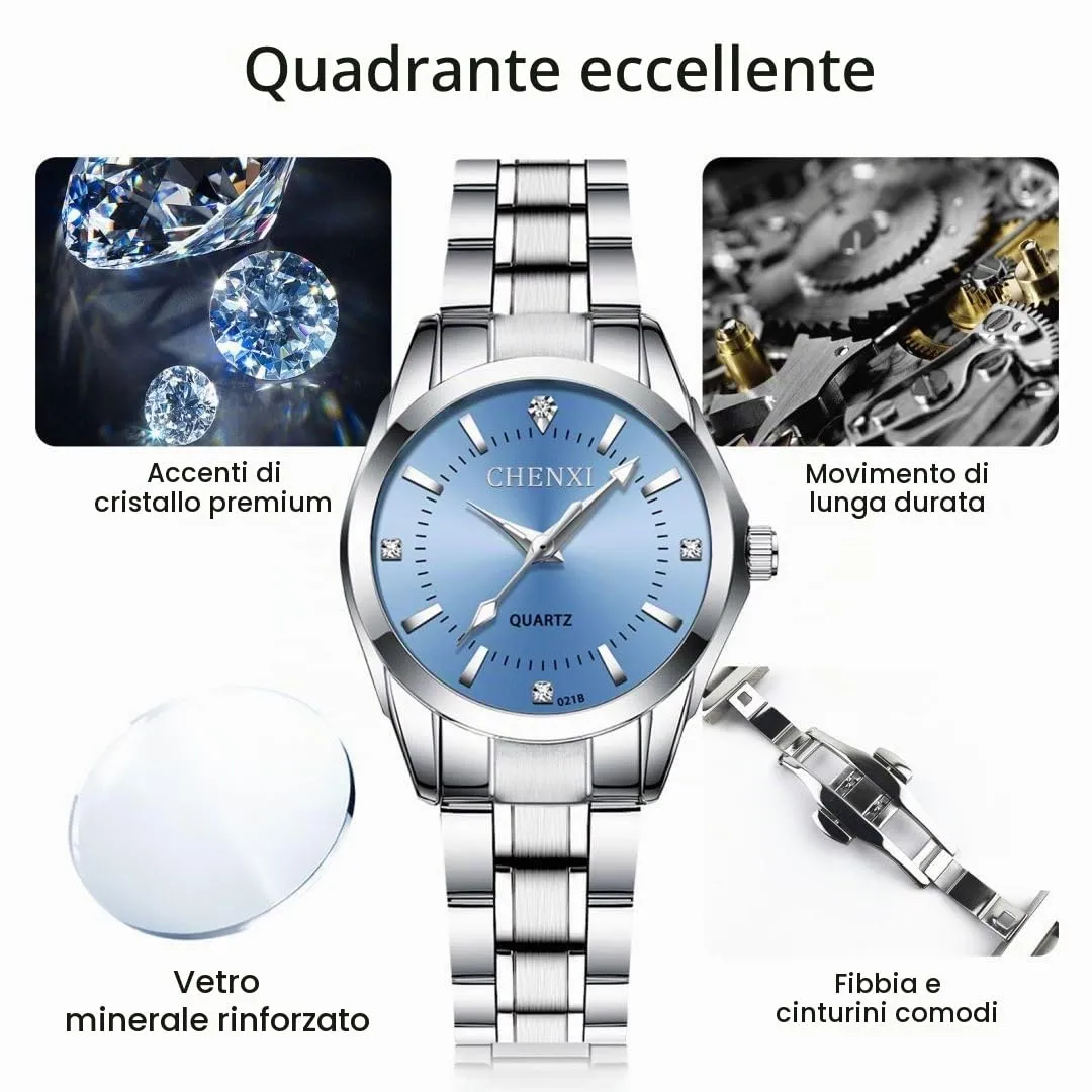 aswan watch Orologio al Quarzo Donna, Acciaio, Diamanti, Luminoso, 29,5 mm - immagine 5