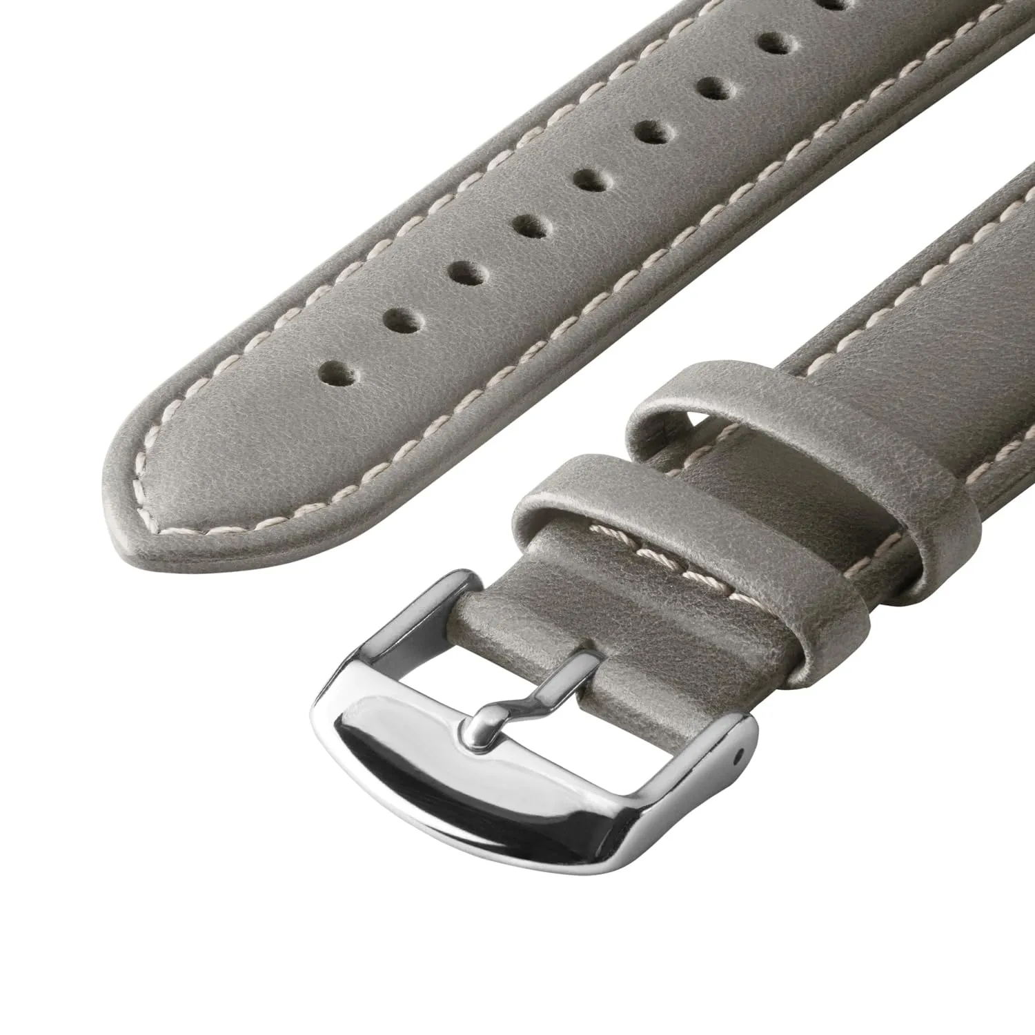 Archer Watch Straps Cinturini per Orologi a Sgancio Rapido in Pelle Pieno Fiore, Grigio Peltro/Cucitura Bianco Naturale, 22mm - immagine 5