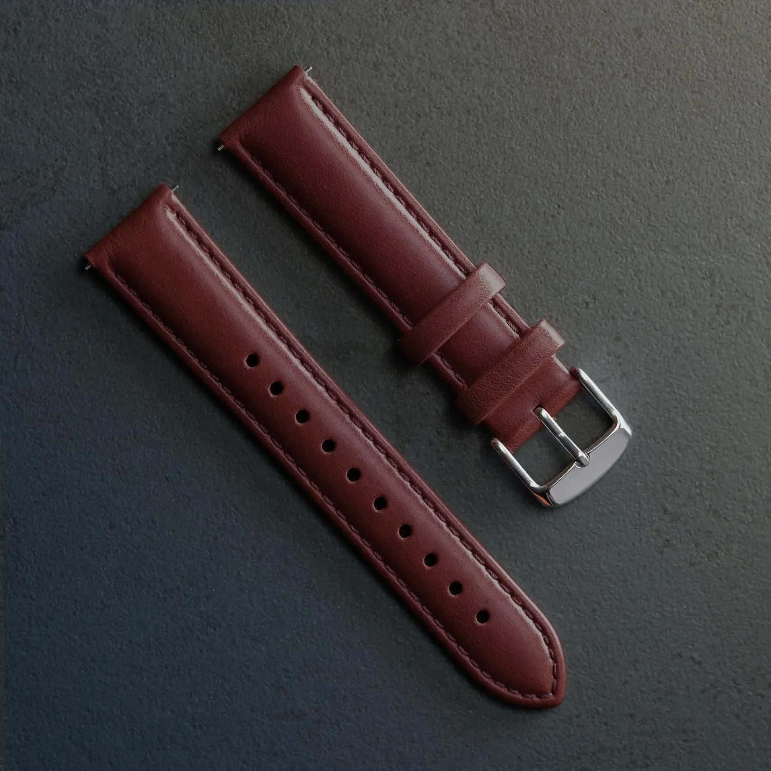 Archer Watch Straps Cinturini per Orologi a Sgancio Rapido in Pelle Pieno Fiore, Mogano/Cucitura Abbinata, 22mm - immagine 2