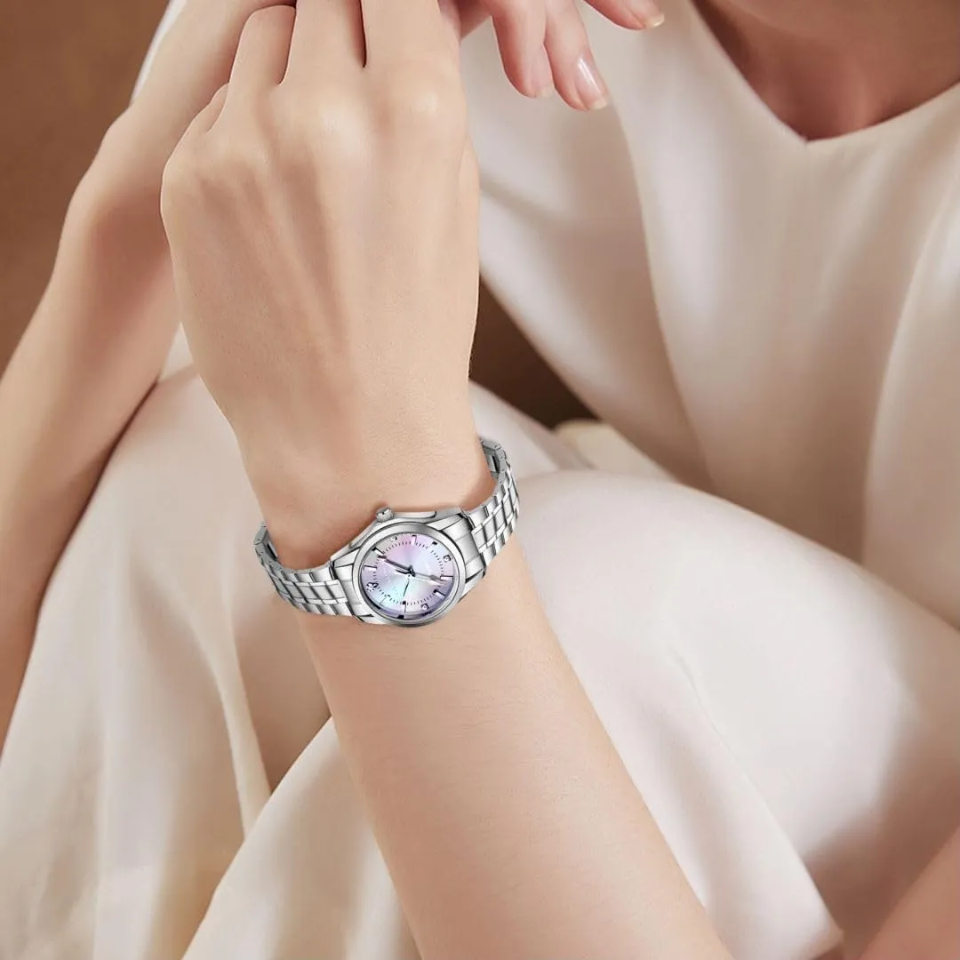 aswan watch Orologio al Quarzo Donna in Acciaio con Diamanti, Luminoso, 29,5 mm - immagine 2