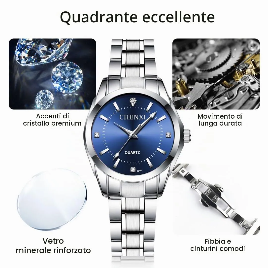 aswan watch Orologio al Quarzo Donna, Acciaio, Diamanti, Luminoso, 29,5 mm - immagine 5