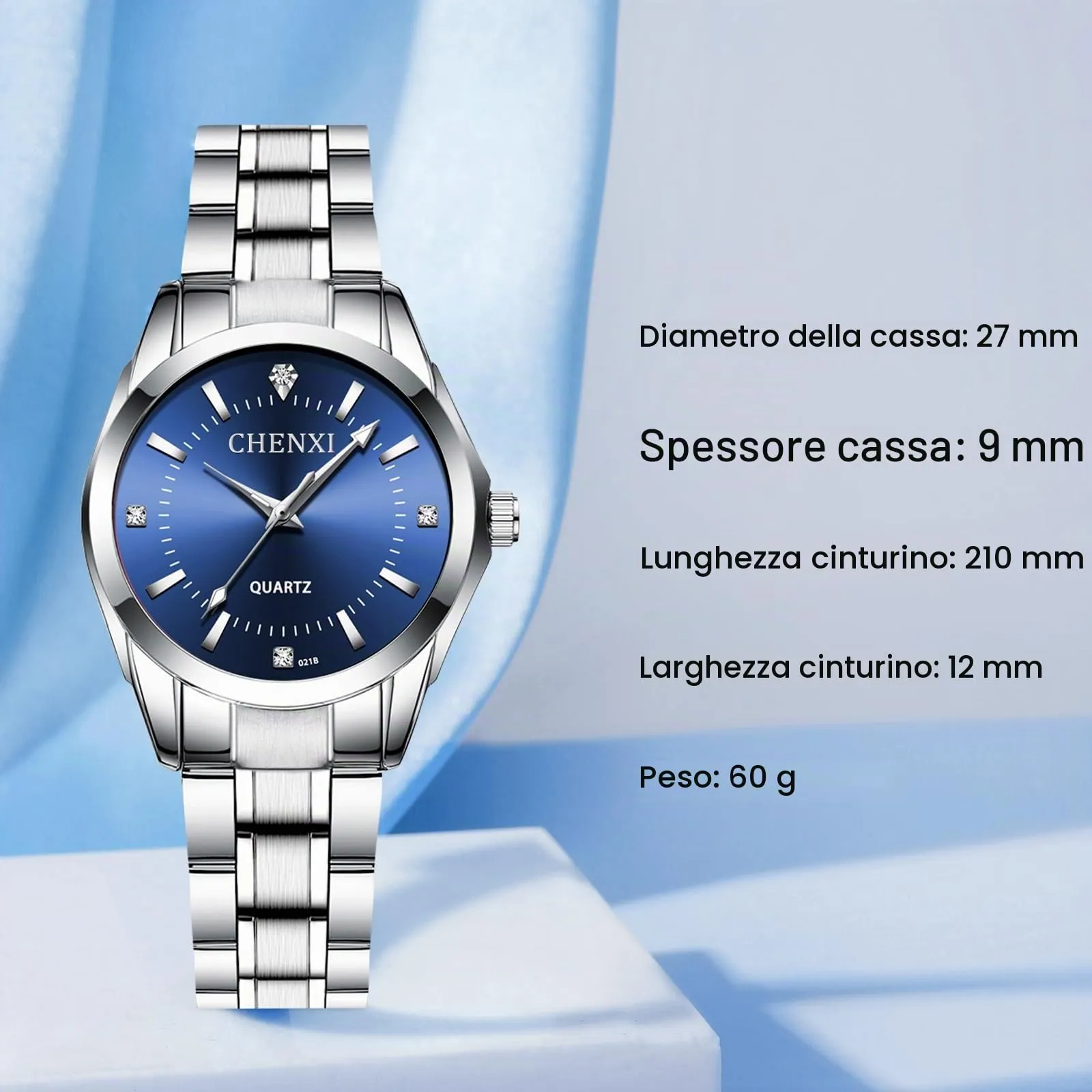 aswan watch Orologio al Quarzo Donna, Acciaio, Diamanti, Luminoso, 29,5 mm - immagine 6