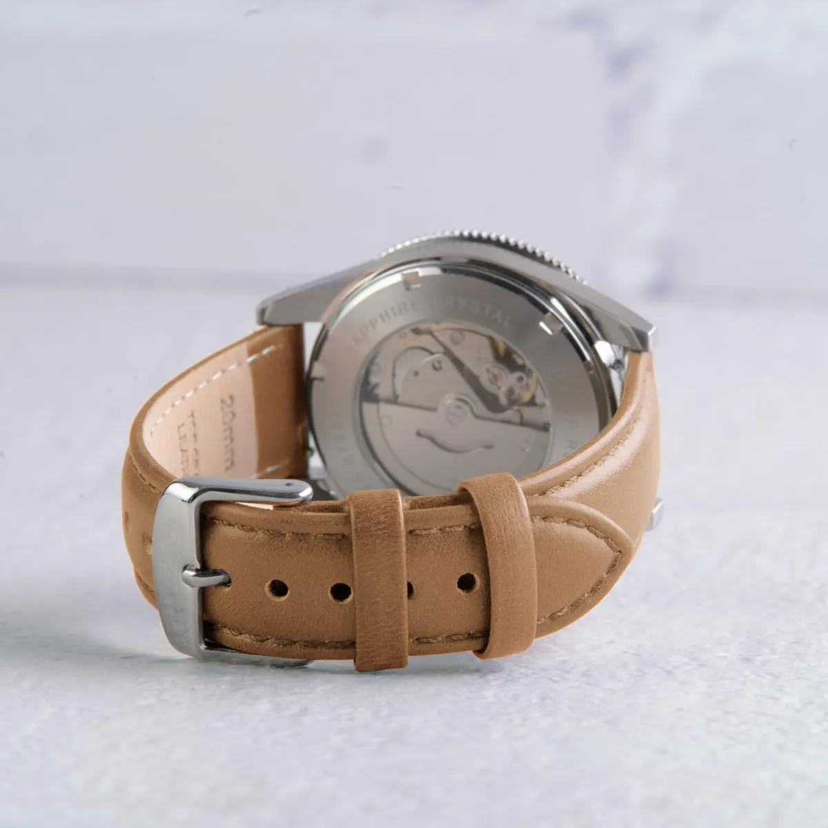 Archer Watch Straps Cinturini per Orologi a Sgancio Rapido in Pelle Pieno Fiore, Cammello Marrone Chiaro/Cucitura Abbinata, 20mm - immagine 2