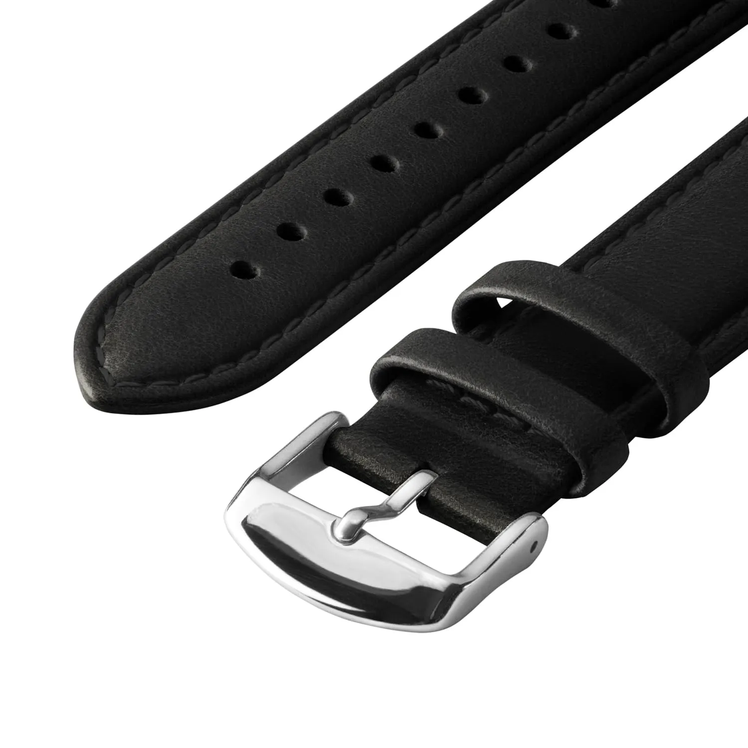 Archer Watch Straps Cinturino in Pelle Pieno Fiore a Sgancio Rapido, Nero/Cucitura Abbinata, 20mm - immagine 5