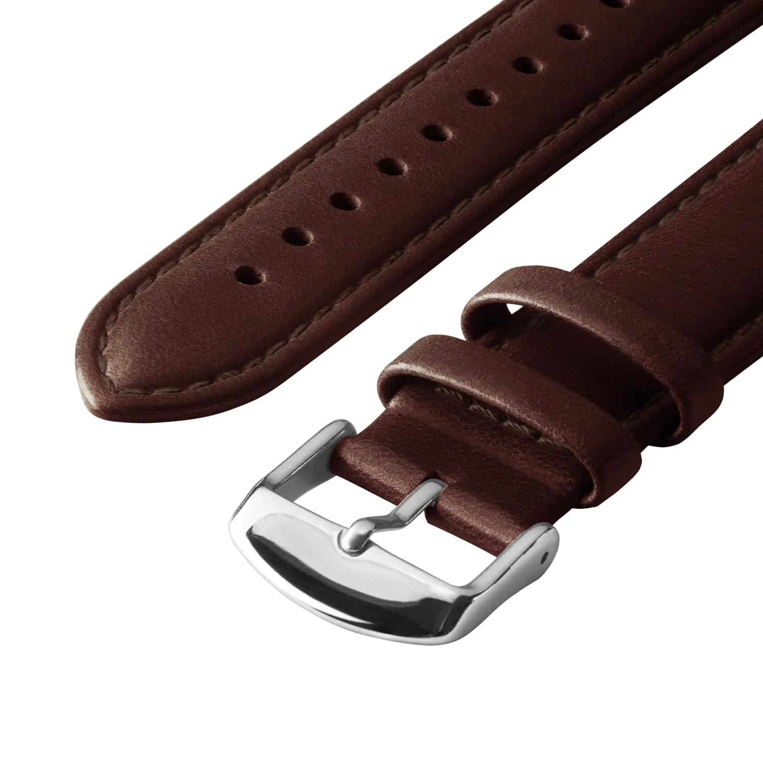 Archer Watch Straps Cinturini in Pelle Pieno Fiore a Sgancio Rapido, Castano Scuro/Cucitura Abbinata, 22mm - immagine 5