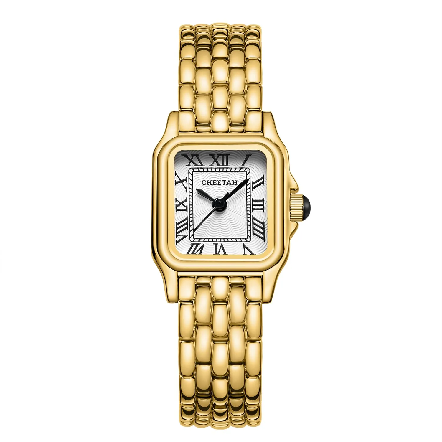 CHEETAH Orologio Donna Analogico al Quarzo Cassa Rettangolare Quadrante Romano Impermeabile 3ATM - Oro Bianco - immagine 1