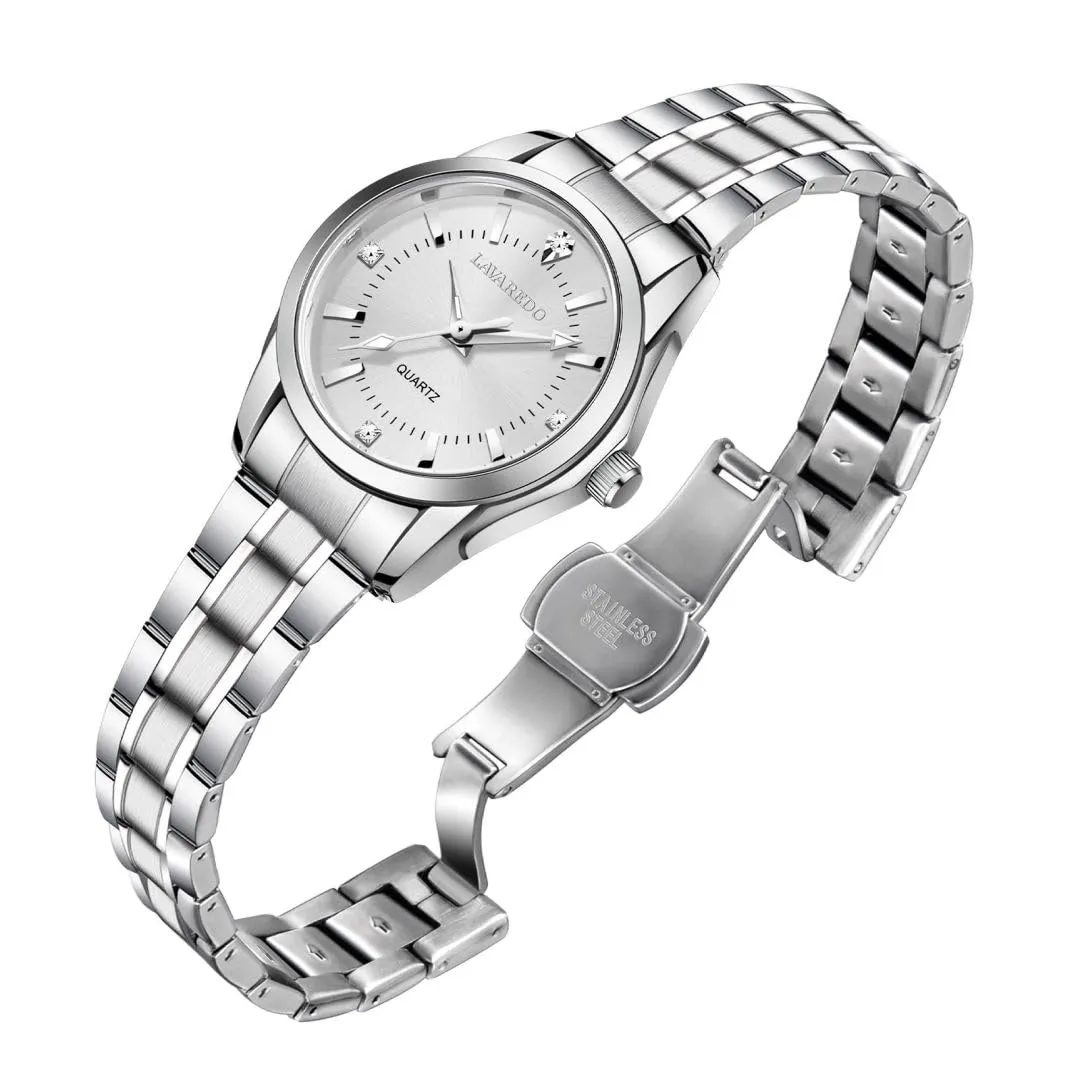 aswan watch Orologio al Quarzo Donna in Acciaio con Diamanti, Luminoso, 29,5 mm - immagine 3