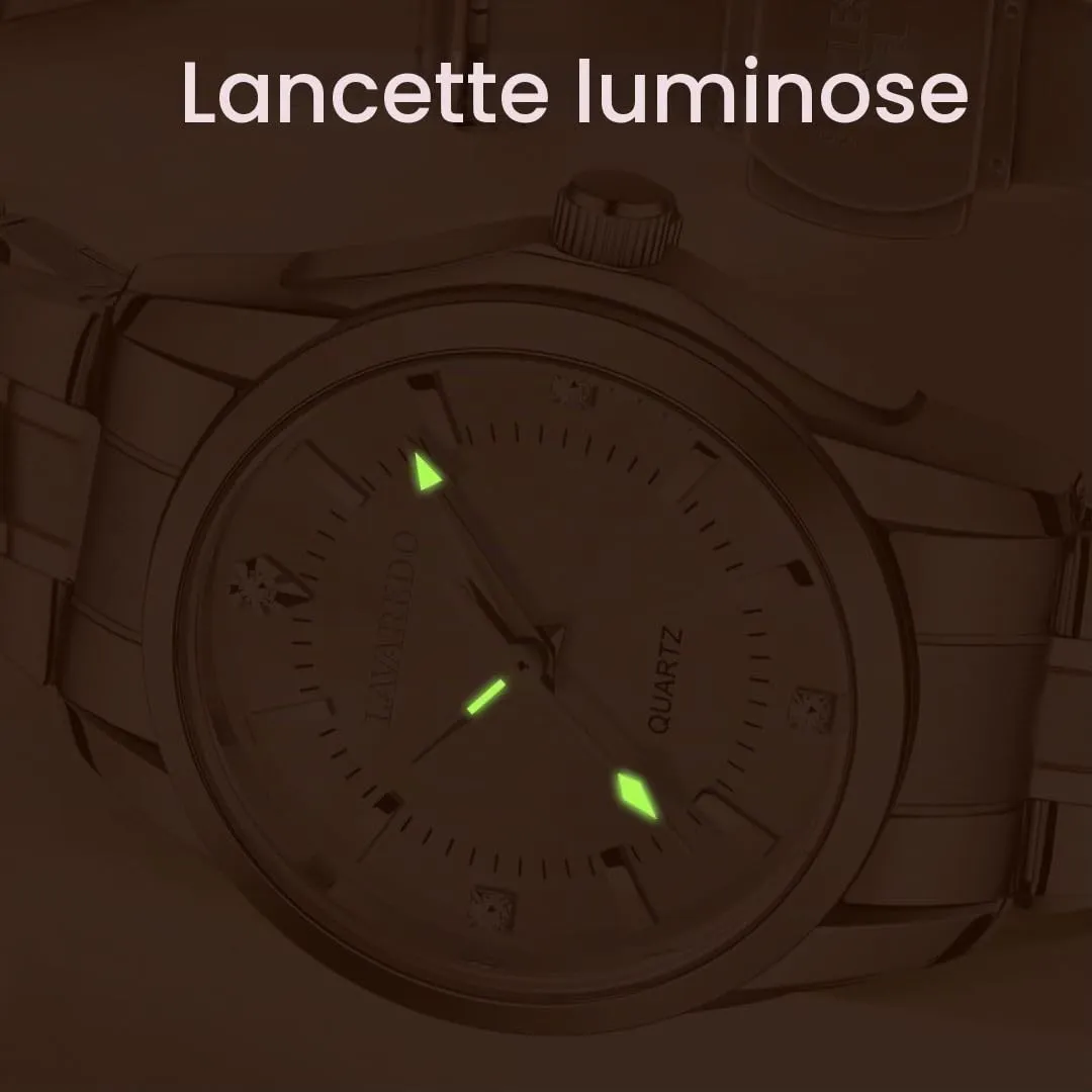 aswan watch Orologio al Quarzo Donna in Acciaio con Diamanti, Luminoso, 29,5 mm - immagine 4