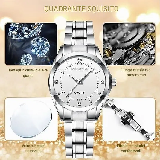 aswan watch Orologio al Quarzo Donna in Acciaio con Diamanti, Luminoso, 29,5 mm - immagine 5