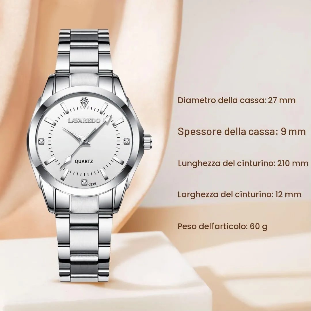 aswan watch Orologio al Quarzo Donna in Acciaio con Diamanti, Luminoso, 29,5 mm - immagine 6