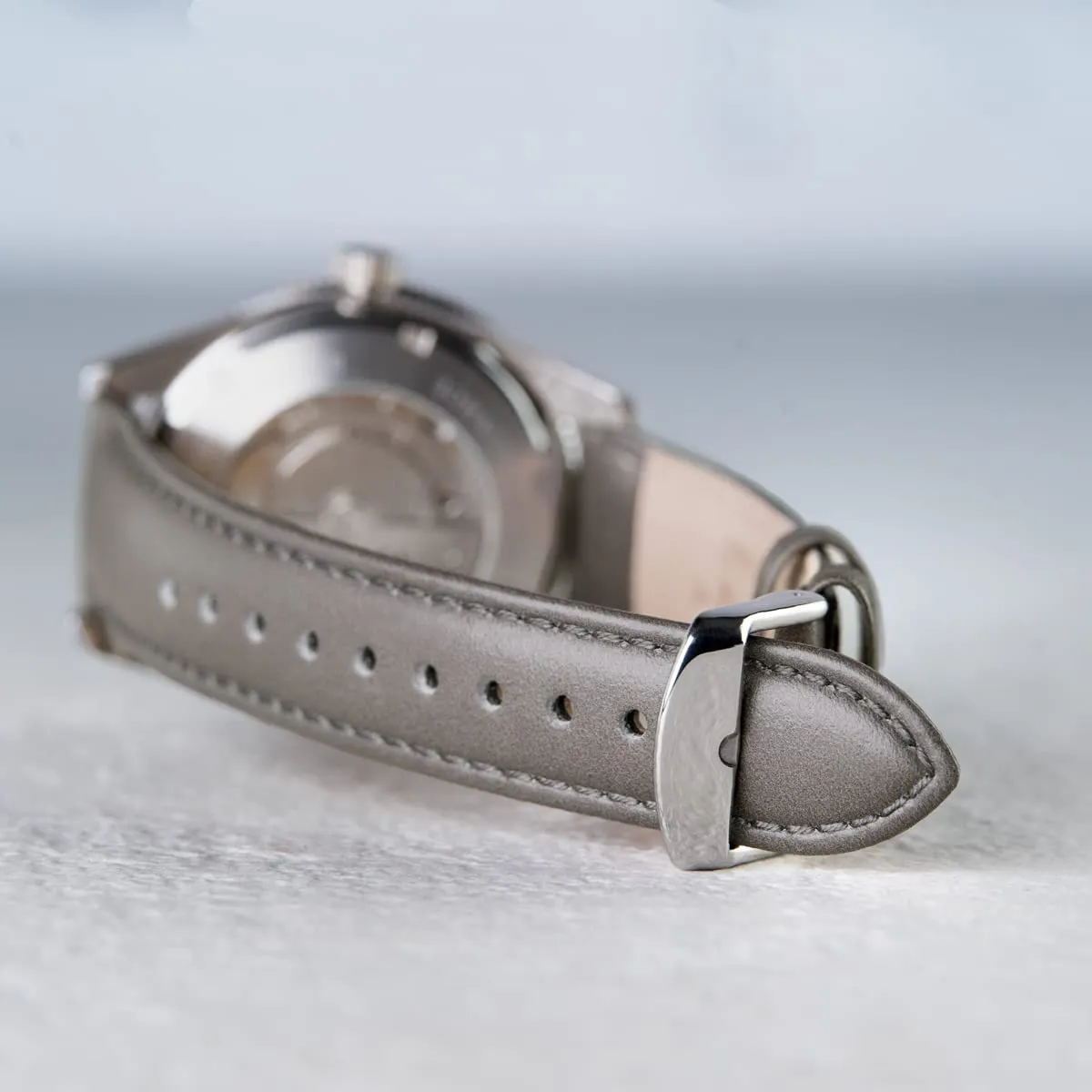 Archer Watch Straps Cinturini in Pelle Pieno Fiore a Sgancio Rapido, Grigio Peltro/Cucitura Abbinata, 18mm - immagine 2