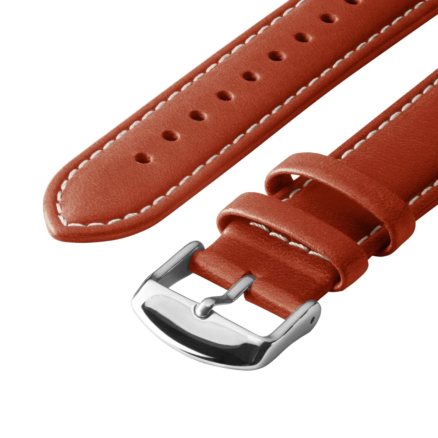 Archer Watch Straps Cinturini in Pelle Pieno Fiore a Sgancio Rapido, Cognac/Cucitura Bianco Naturale, 20mm - immagine 5