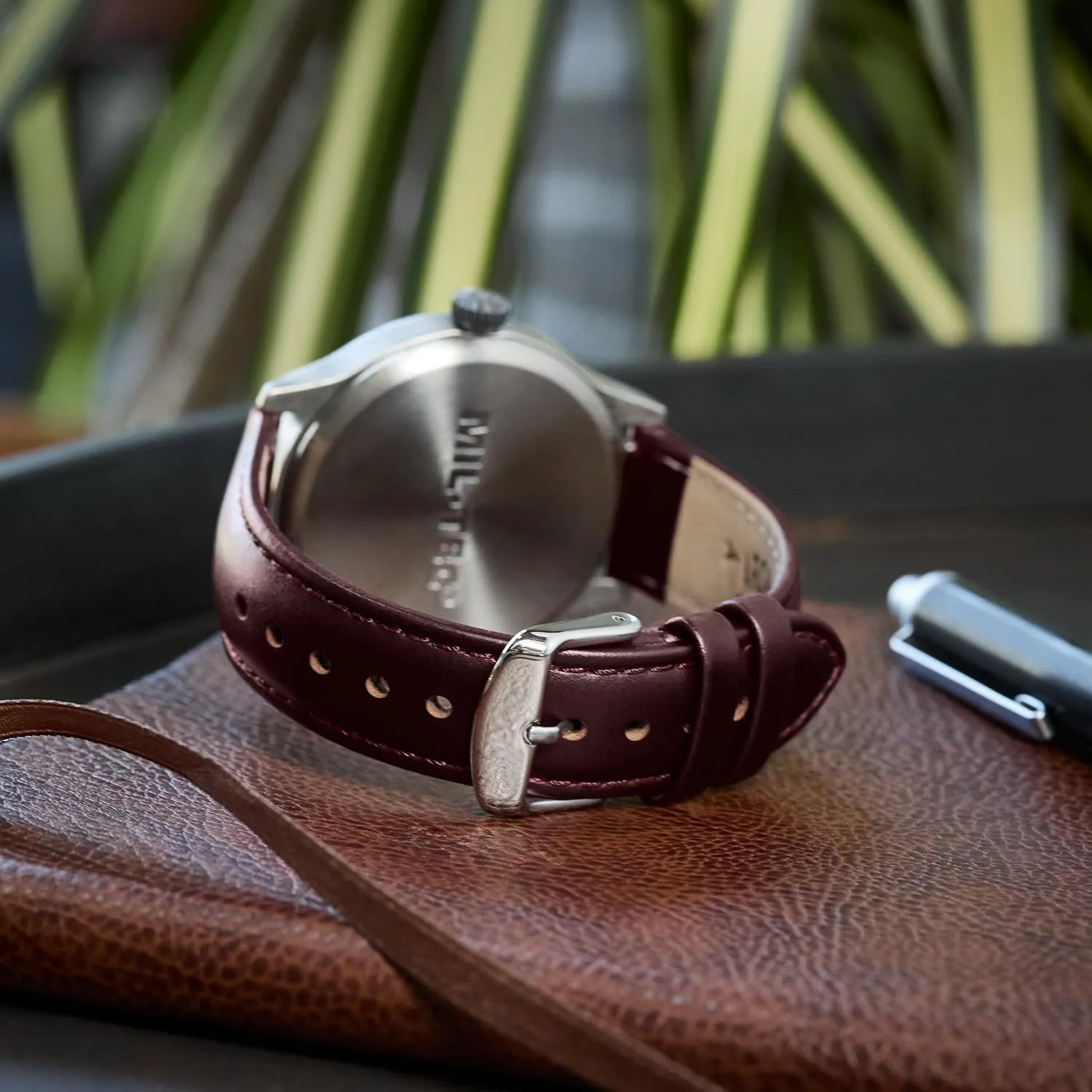Archer Watch Straps Cinturini per Orologi a Sgancio Rapido in Pelle Pieno Fiore, Mogano/Cucitura Abbinata, 20mm - immagine 3