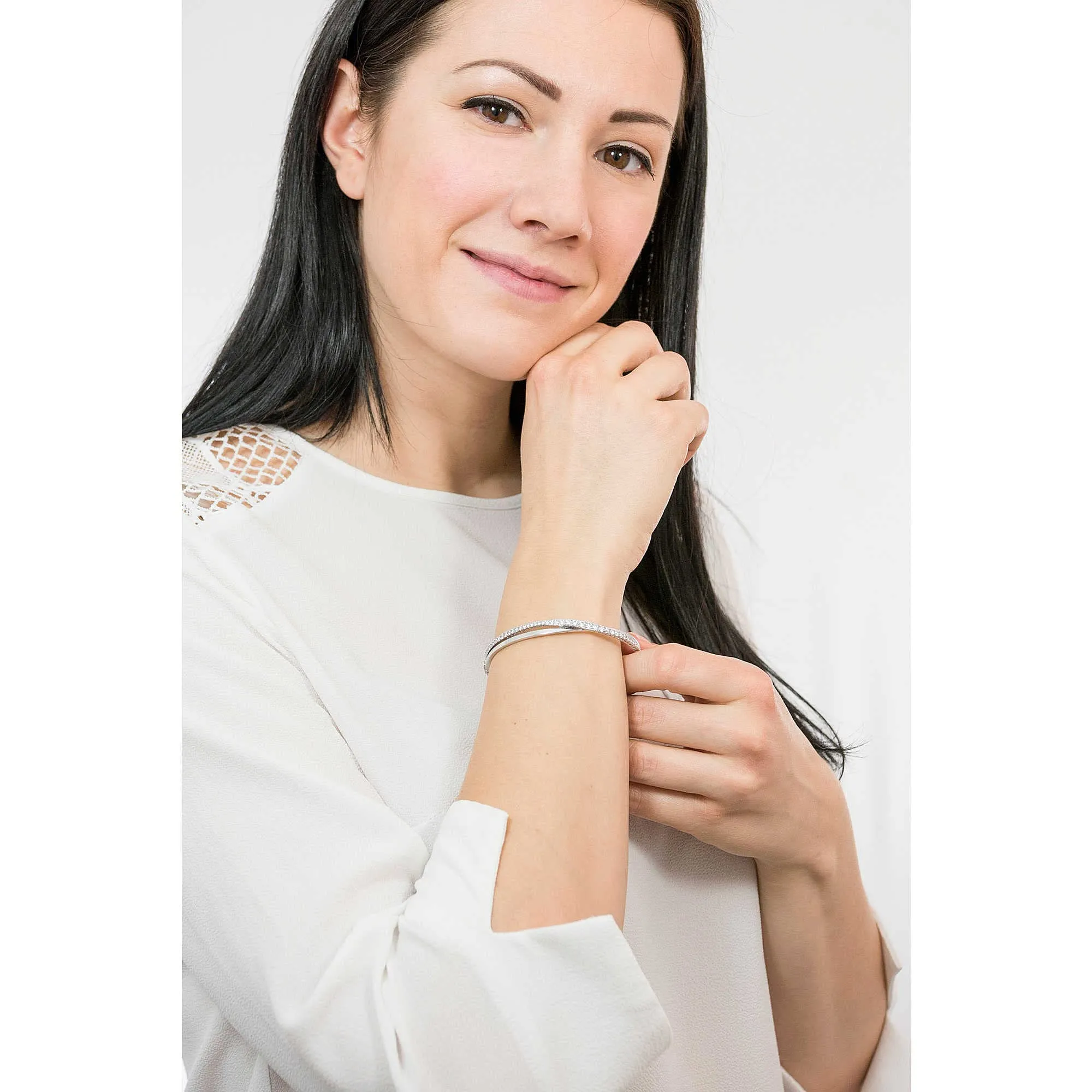 Swarovski Bracciale rigido Twist, Bianco, Placcato rodio - immagine 2