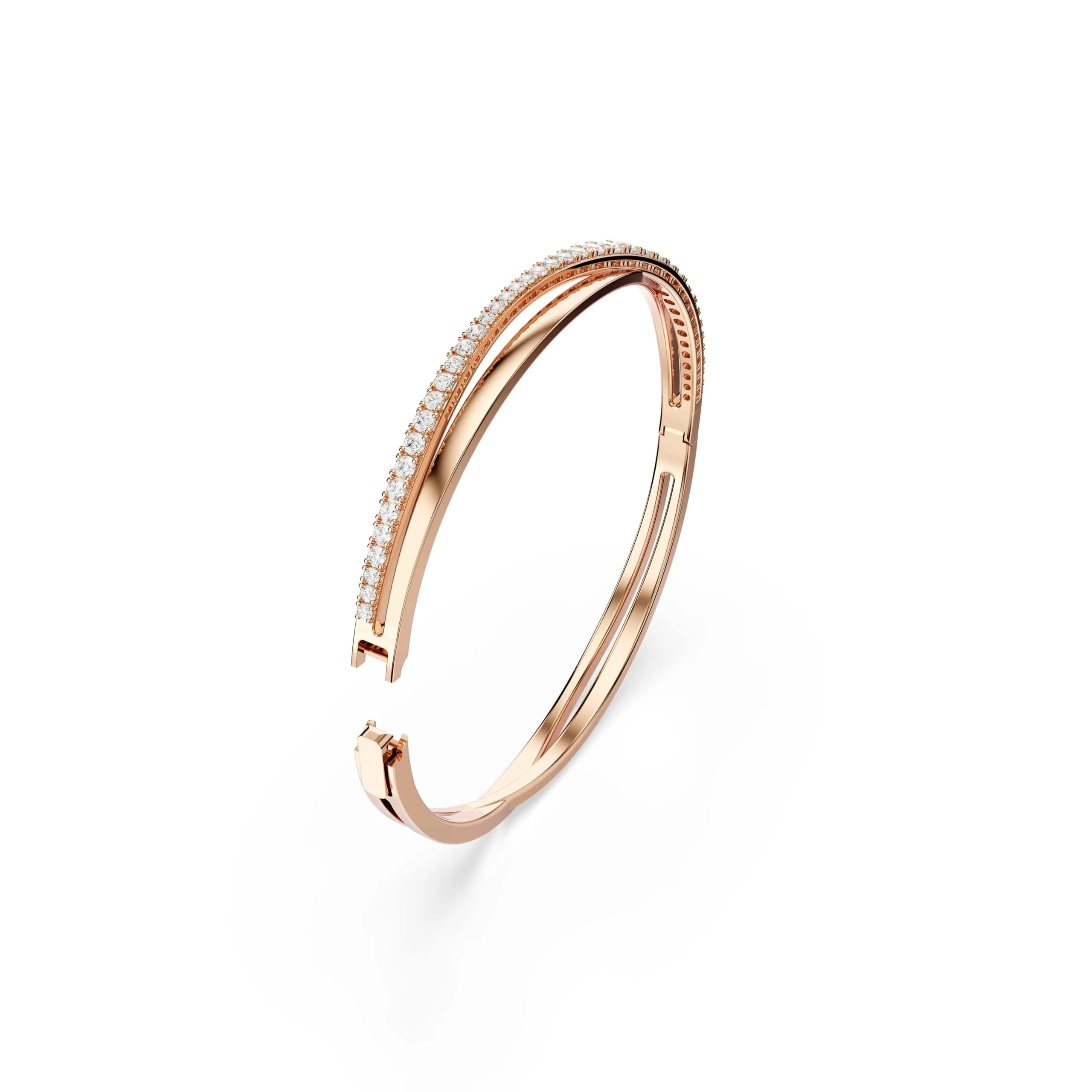 Swarovski Twist Braccialetto, Bianco, Placcato color oro rosa - immagine 3