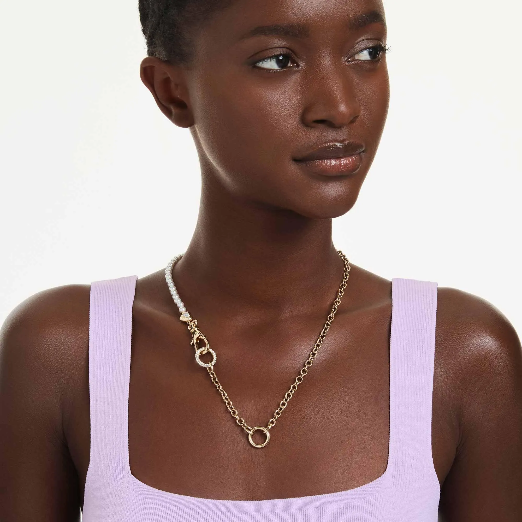 Swarovski Idyllia Necklace, White Crystal Pearl, Gold-tone Plated - immagine 6