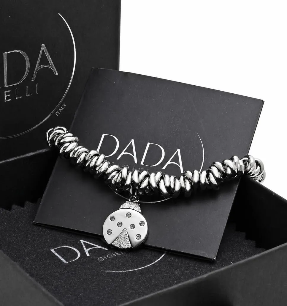Dada Gioielli Bracciale Donna Anelli Intrecciati a Nodino con Ciondolo Coccinella in Acciaio Inossidabile Nickel-Free - immagine 5