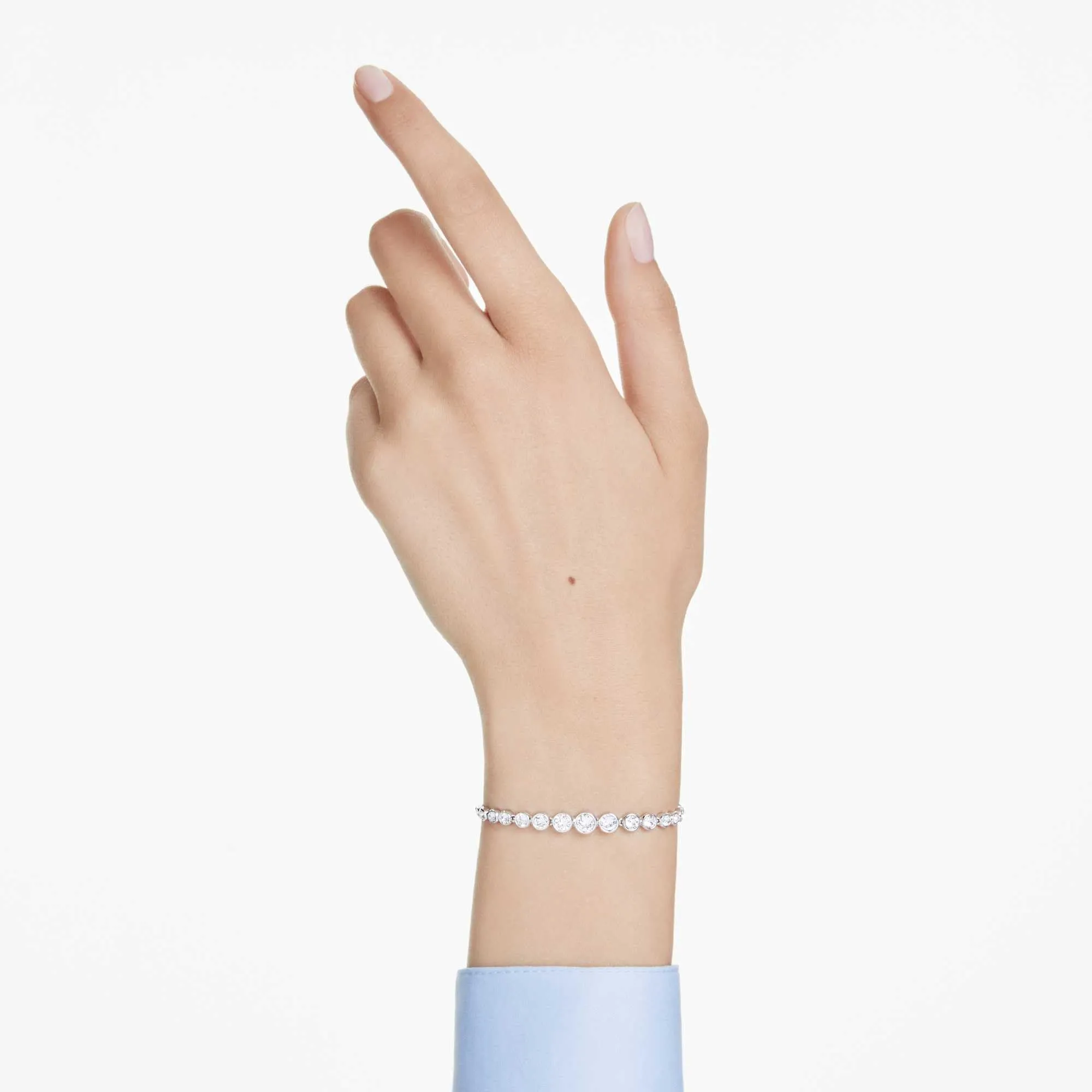Swarovski Imber Bracciale Tennis con Cristalli Bianchi, Placcatura Rodio, 24 x 0,6 cm - immagine 6