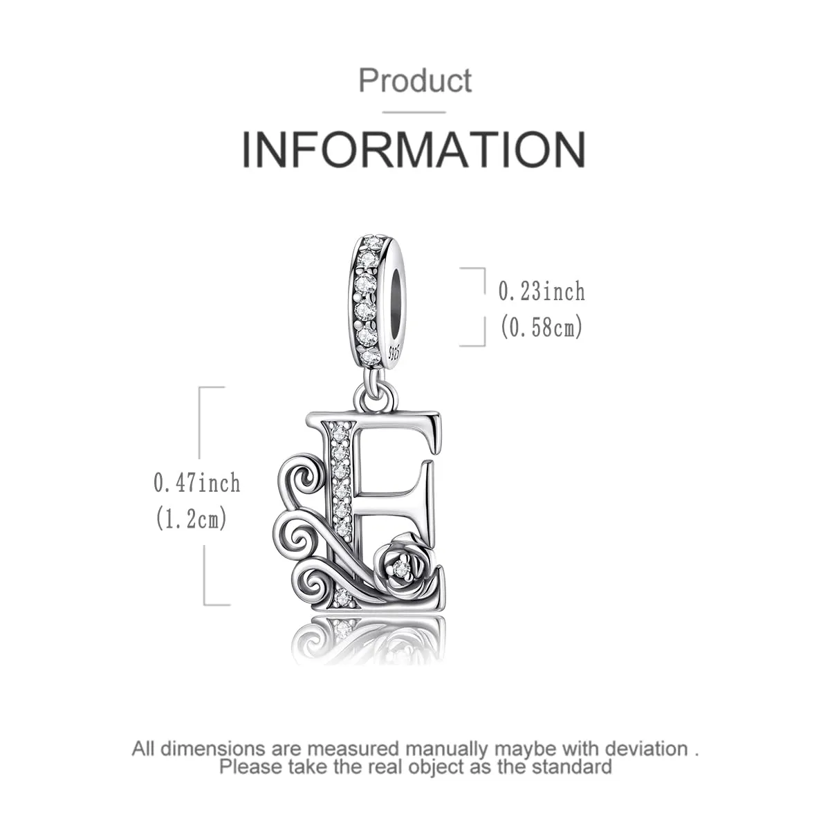 LNQOBU Ciondolo Lettera Alfabeto in Argento Sterling 925 con Zirconia 5A Compatibile con Pandora e Bracciali Europei da Donna - immagine 5