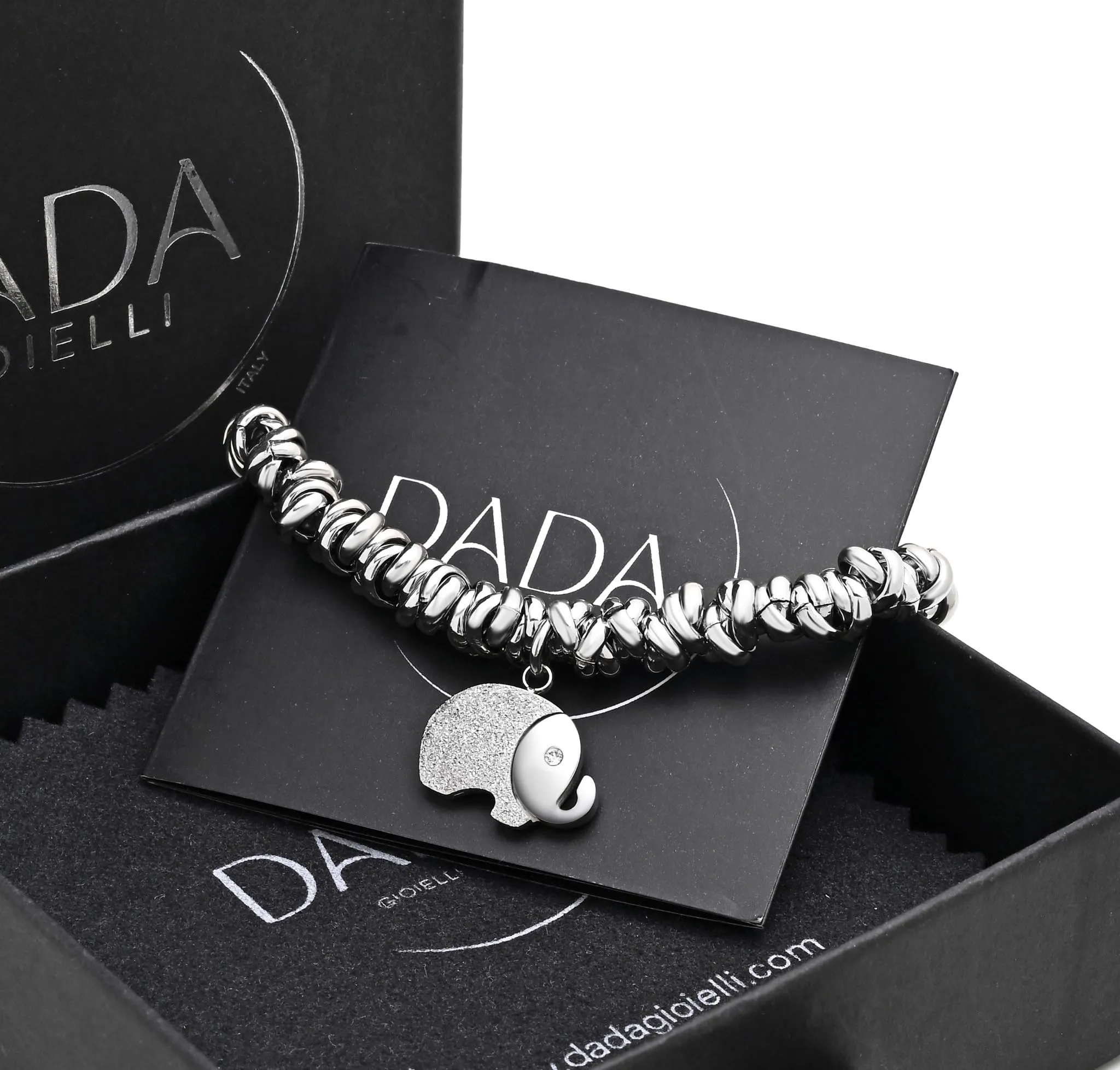 Dada Gioielli Bracciale Donna Anelli Intrecciati a Nodino con Ciondolo Elefante, Acciaio Inossidabile Nickel-Free - immagine 5