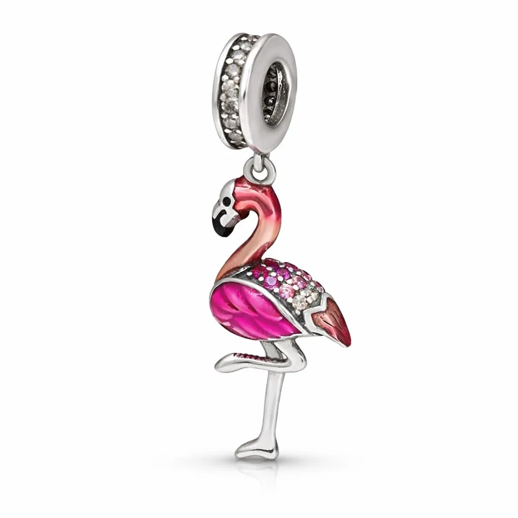 MariaFonte Charm Fenicottero Rosa in Argento 925 e Zirconia Bianca - immagine 2