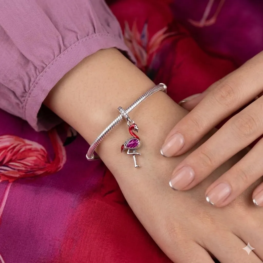 MariaFonte Charm Fenicottero Rosa in Argento 925 e Zirconia Bianca - immagine 3