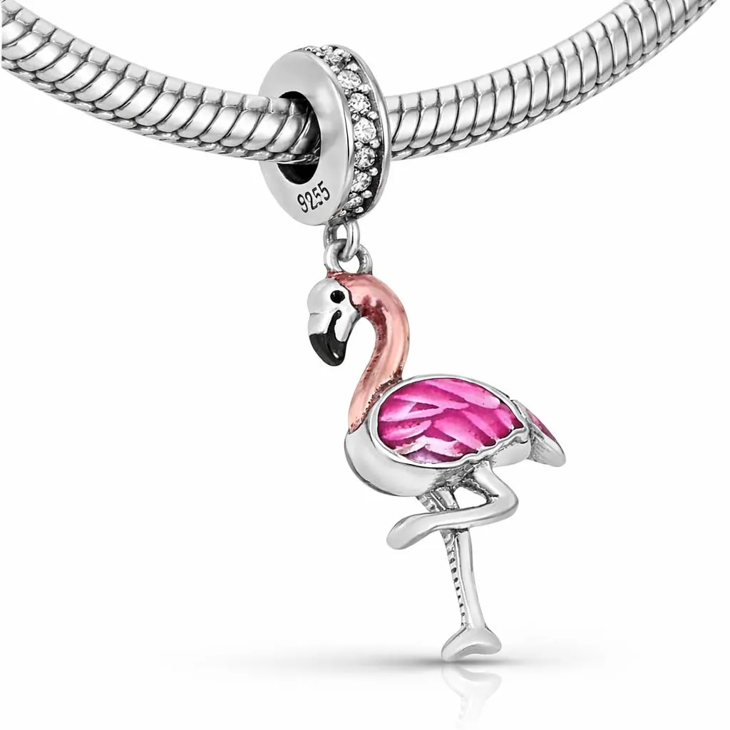 MariaFonte Charm Fenicottero Rosa in Argento 925 e Zirconia Bianca - immagine 4