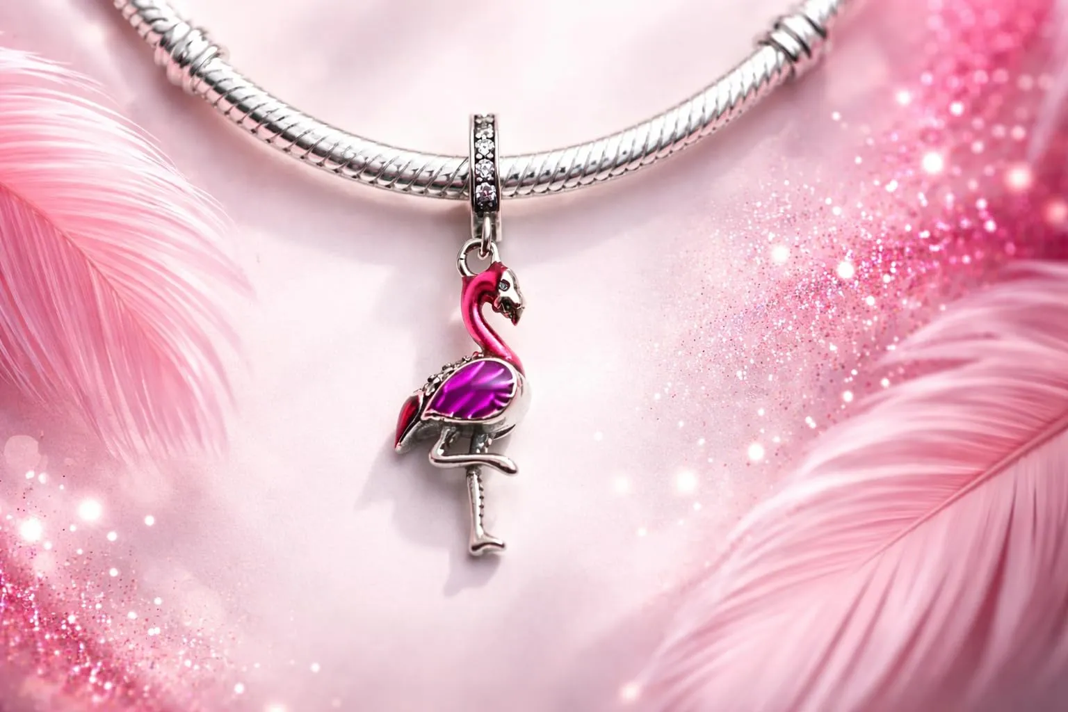 MariaFonte Charm Fenicottero Rosa in Argento 925 e Zirconia Bianca - immagine 5