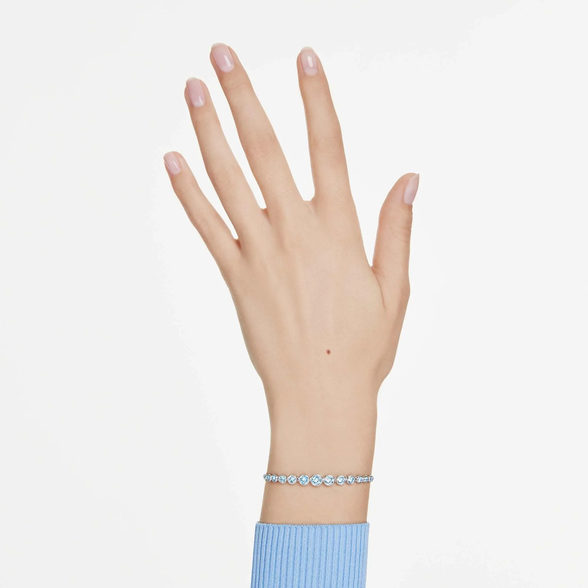 Swarovski Imber Bracciale Tennis con Cristalli Blu, Placcatura in Tonalità Rodio, 24 x 0,6 cm - immagine 6