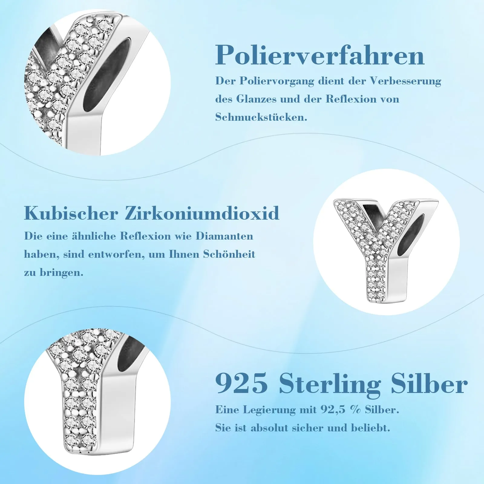 Jokmeo Charm a Lettera Y in Argento Sterling 925 per Donna - immagine 6