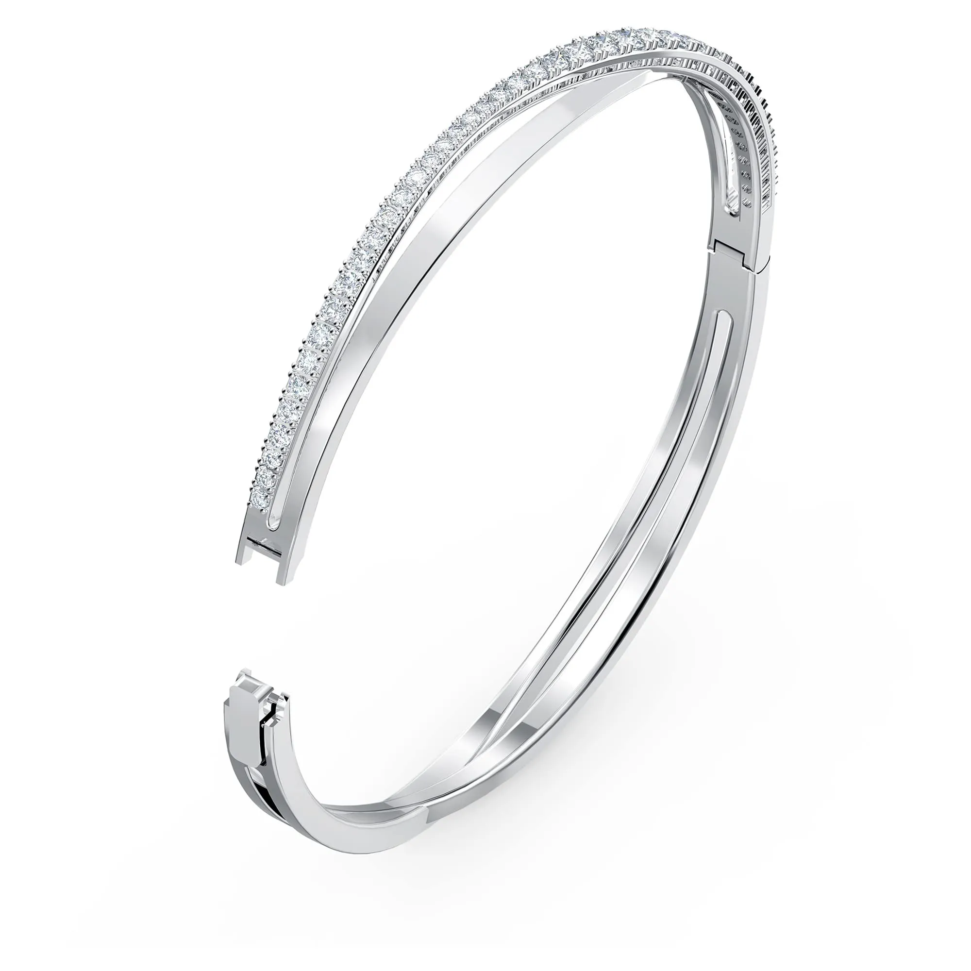 Swarovski Twist Bracciale rigido, Bianco, Placcato rodio - immagine 4
