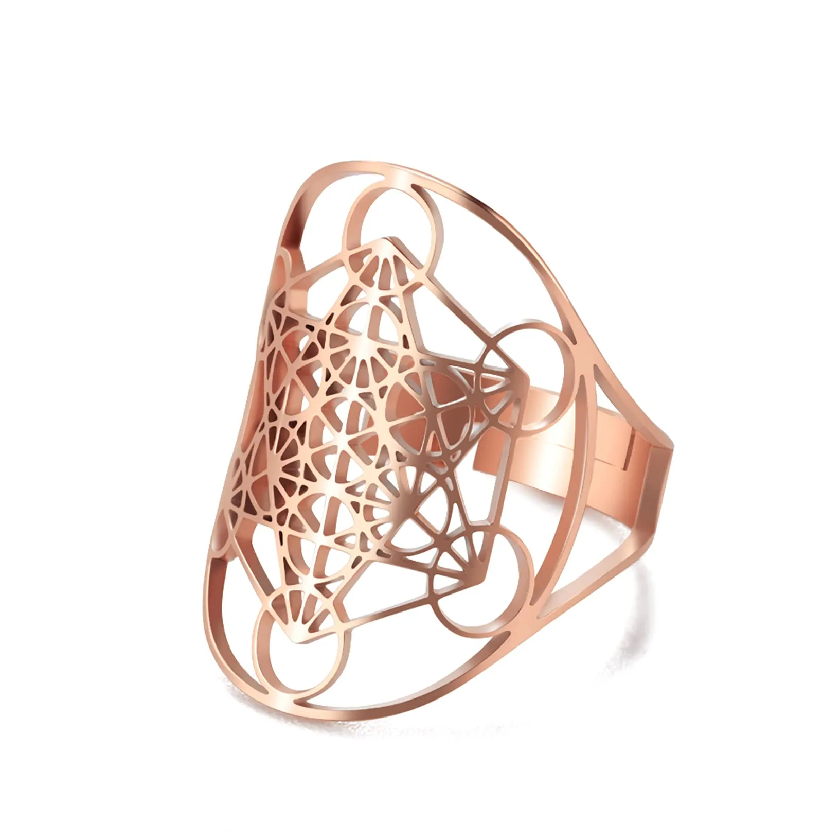 Unift Metatron's Cube Anello Geometria Sacra in Acciaio Inossidabile per Uomo e Donna - immagine 1