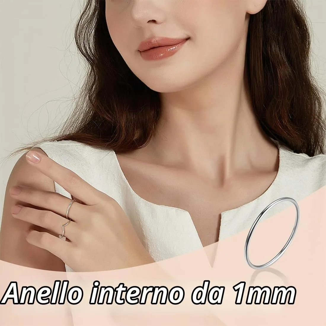 TEOZBLU Set di 7 Anelli Impilabili in Acciaio Inox da Donna, Taglie 3/4/5/6/7/8/9 - immagine 2