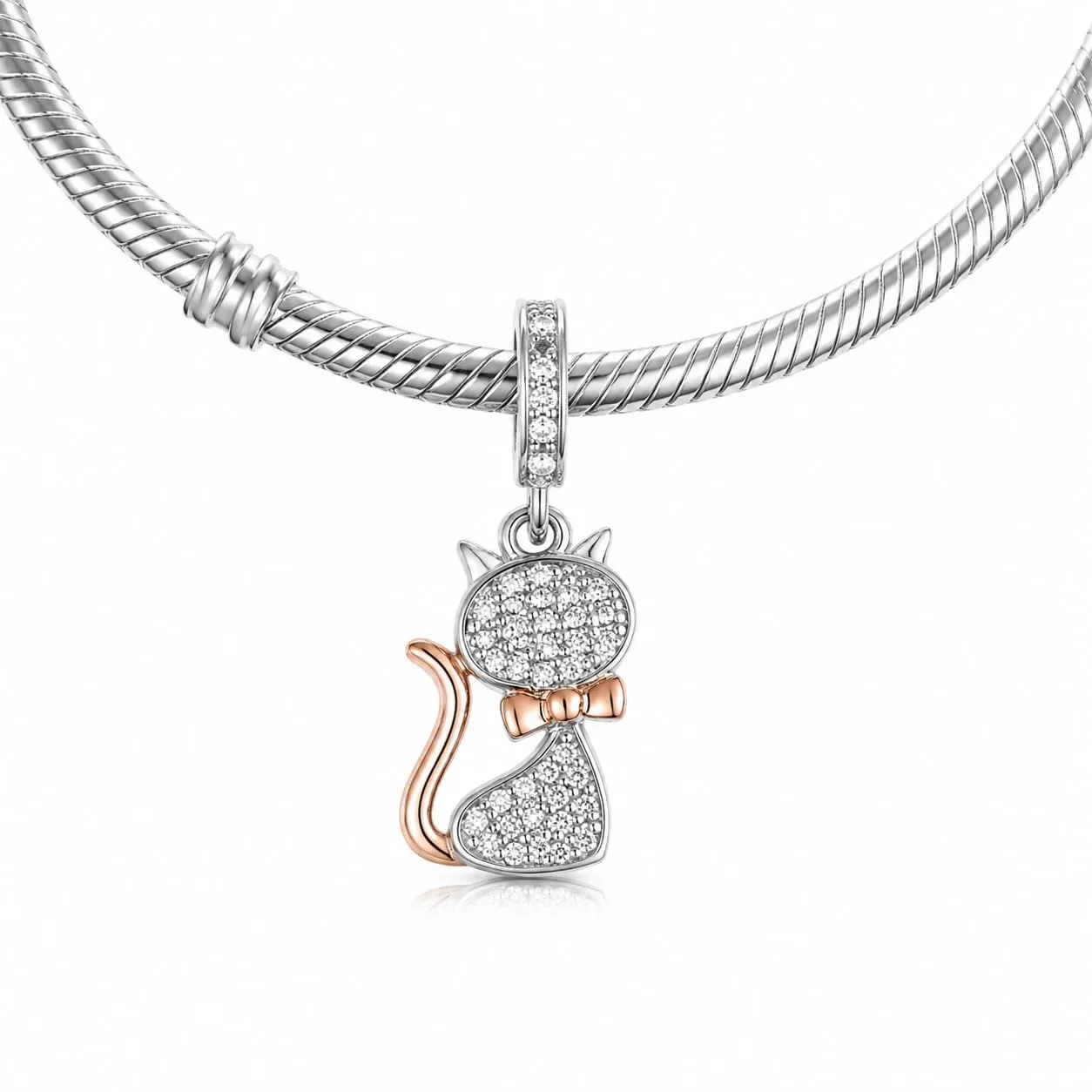 MariaFonte Gatto Zirconi Charm in Argento 925 per Bracciali e Collane - immagine 2