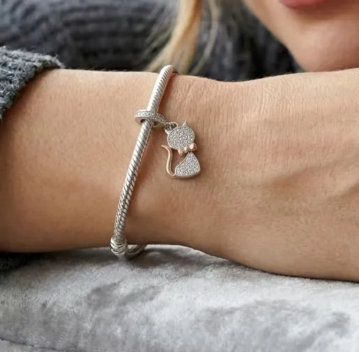 MariaFonte Gatto Zirconi Charm in Argento 925 per Bracciali e Collane - immagine 5