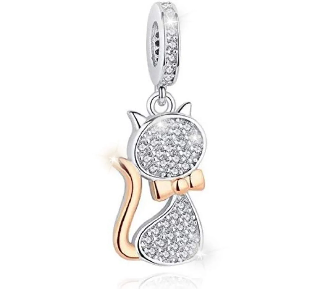 MariaFonte Gatto Zirconi Charm in Argento 925 per Bracciali e Collane - immagine 8
