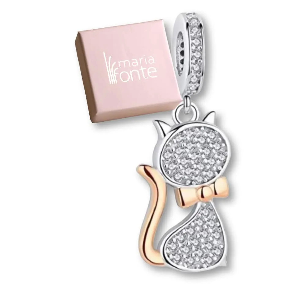 MariaFonte Gatto Zirconi Charm in Argento 925 per Bracciali e Collane - immagine 9