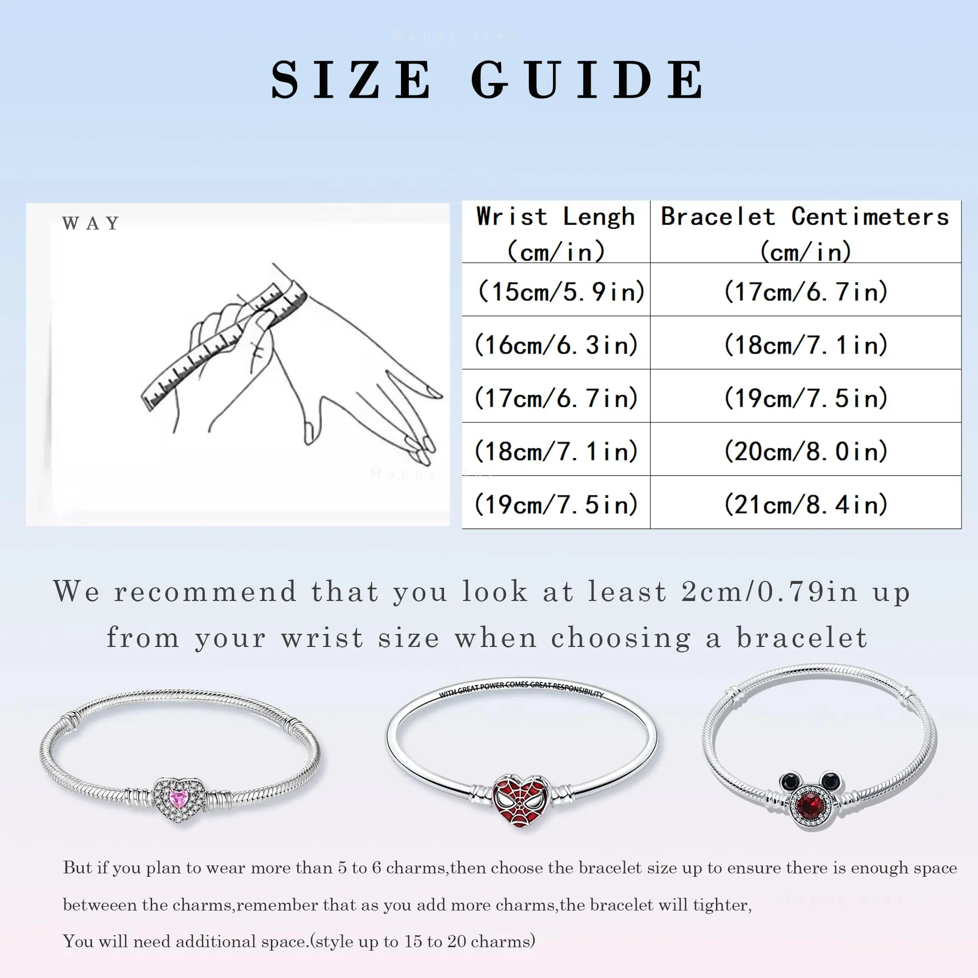 HappyStar Bracciale per Charm in Argento 925 per Donna, Compatibile con Pandora - immagine 4