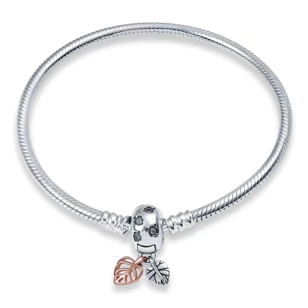 HappyStar Bracciale Donna in Argento Sterling 925 con Maglia Snake e Charms Compatibili - immagine 1