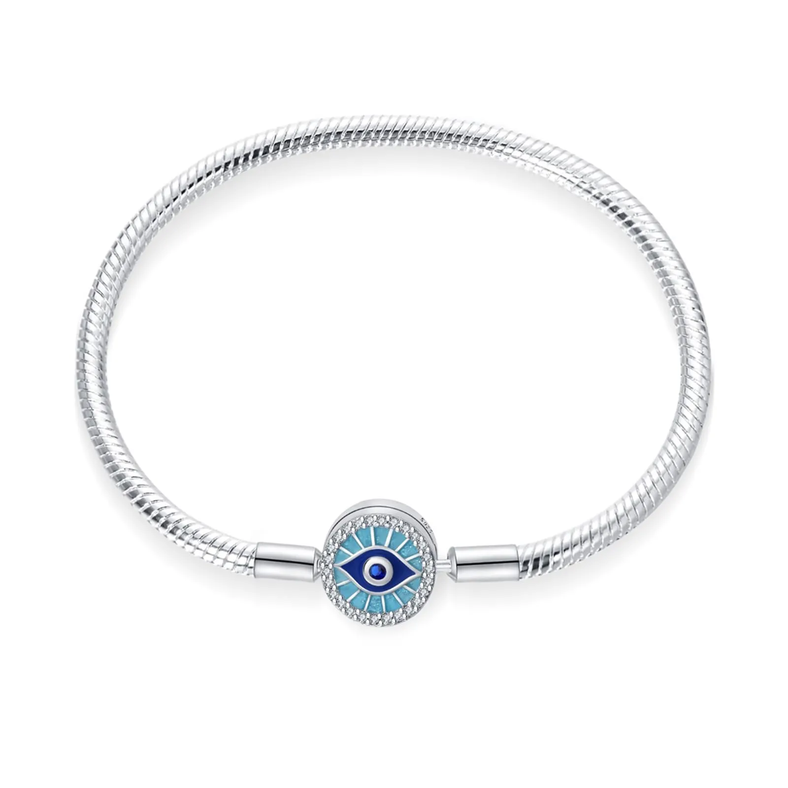 HappyStar Bracciale Donna Bead Charm in Argento Sterling 925, Maglia Snake - immagine 1