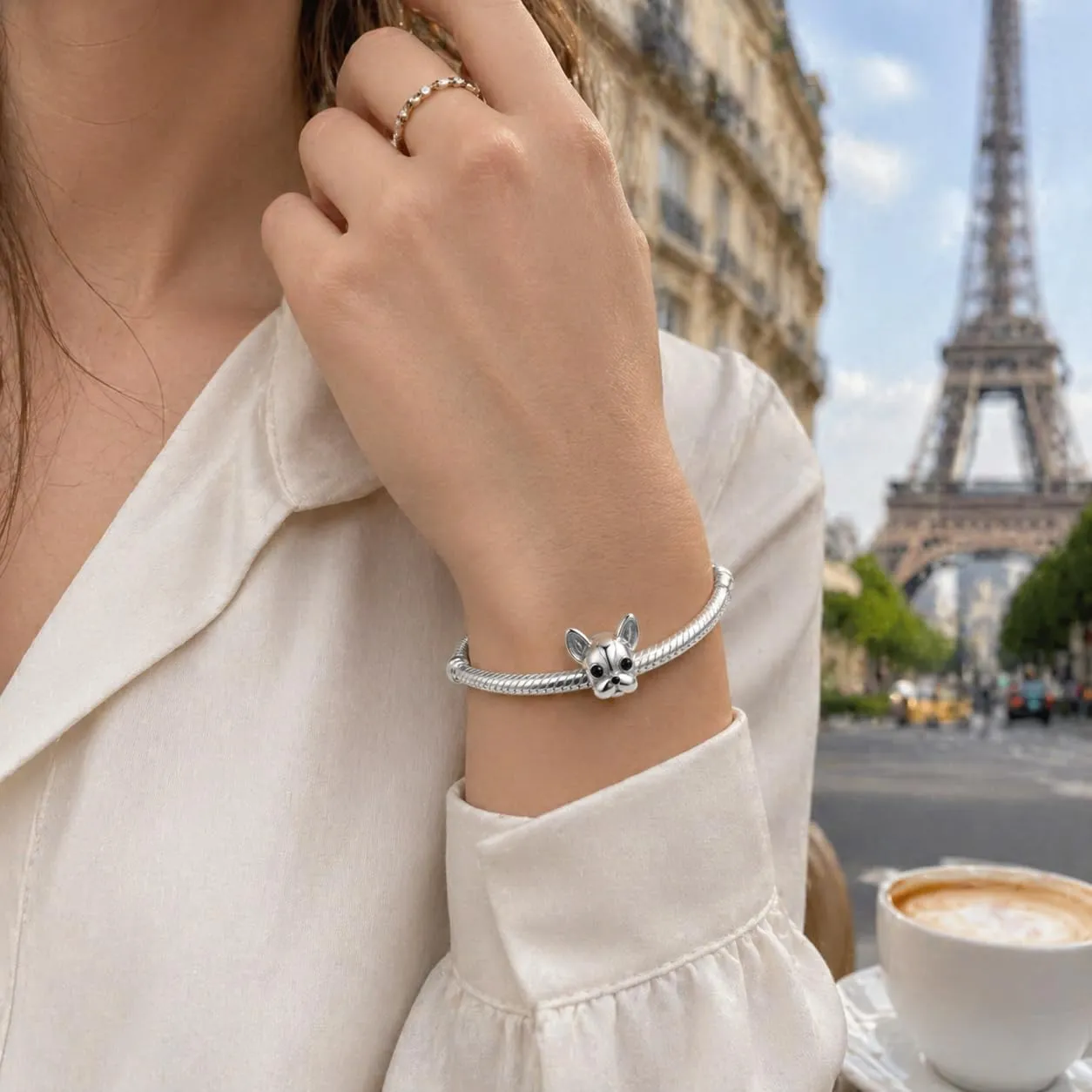 MariaFonte Charm Bulldog Francese in Argento 925 per Bracciali e Collane - immagine 2